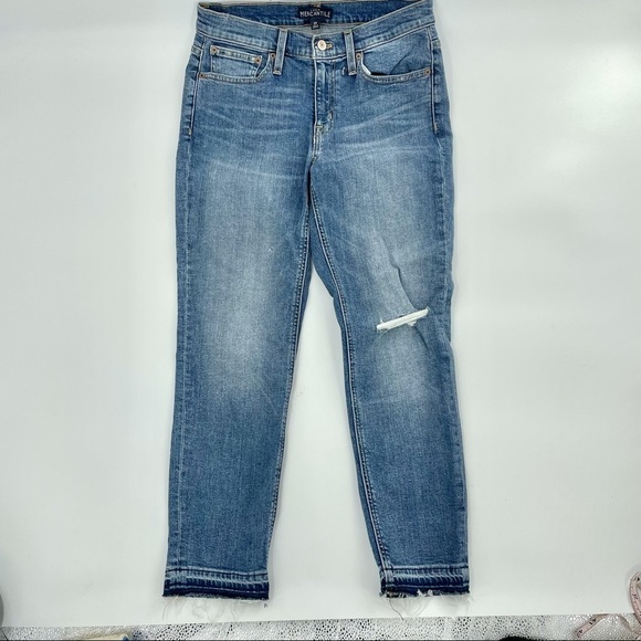 J.Crew Mercantile Slim Boyfriend Relaxed Ankle Raw Hem Cropped Denim Jeans 25 - Picture 2 of 13